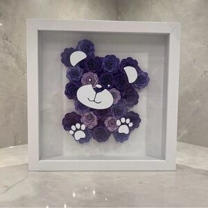 Floral shadow box - purple bear